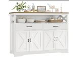 Credenza, Mobile Da Cucina Con 2 Cassetti E 4 Ante, Cassettiera Da Cucina, Mobile Buffet Con Piano Di Lavoro Per Soggiorno Sala Da Pranzo, Ripiano Regolabile, 140X105X40Cm