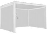 Pergola Bioclimatica 3X4M In Alluminio + 2 Tende Da 3M + 1 Tenda Da 4M , Bianco