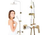 Silla | Set Doccia - Bianco - Oro - Alta Qualità - Soffione In Ceramica - Soffione A Pioggia