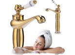 Silla | Miscelatore Per Lavabo - Oro Lucido - Miscelatore Per Lavello - Altezza 30 Cm - Ottone - Miscelatore Monocomando