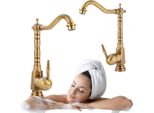 Silla | Miscelatore Per Lavabo - Oro Opaco - Miscelatore Per Lavello - Altezza 31,5 Cm - Ottone - Miscelatore Monocomando