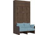 Itamoby - Letto Matrimoniale Francese A Scomparsa 140 Kentaro Con Divano E Pensile Noce, Azzurro