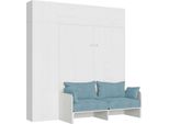 Itamoby - Letto Matrimoniale A Scomparsa 160 Kentaro Con Divano E Mobili Bianco Frassino, Azzurro