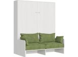 Itamoby - Letto Matrimoniale A Scomparsa 160 Kentaro Con Divano Bianco Frassino, Verde