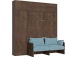 Itamoby - Letto Matrimoniale A Scomparsa 160 Kentaro Con Divano E Mobili Noce, Azzurro