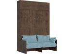 Itamoby - Letto Matrimoniale A Scomparsa 160 Kentaro Con Divano E Pensile Noce, Azzurro