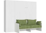 Itamoby - Letto Matrimoniale A Scomparsa 160 Kentaro Con Divano E Colonna Bianco Frassino, Verde