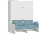 Itamoby - Letto Matrimoniale A Scomparsa 160 Kentaro Con Divano Bianco Frassino, Azzurro