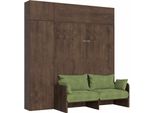 Itamoby - Letto Matrimoniale A Scomparsa 160 Kentaro Con Divano E Mobili Noce, Verde