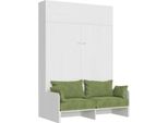 Itamoby - Letto Matrimoniale A Scomparsa 160 Kentaro Con Divano E Pensile Bianco Frassino, Verde