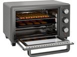 Minibackofen, 21 L Toasterofen mit 1 Drahtgestell und 1 Backblech, 3 Kochmodi, 100 °C-230 °C, Edelstahl, Glas, Grau