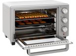 Minibackofen, 21 L Toasterofen mit 1 Drahtgestell und 1 Backblech, 3 Kochmodi, 100 °C-230 °C, Edelstahl, Glas, Silber