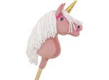 Cavallo Hobby Unicorno Su Bastone, Piccolo, Rosa Scuro, Con Criniera Bianca E Corno Dorato
