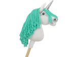Hobbyhorse Unicorno Su Bastone - Piccolo Bianco, Criniera Color Menta E Corno Argentato