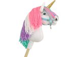 Cavallo Hobby Unicorno Su Bastone, Piccolo Bianco Con Criniera Colorata E Corno Dorato