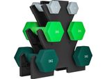 Sportnow Set Di Manubri 6 Manubri Con Rastrelliera Per Manubri, 2 X 1 Kg, 2 X 3 Kg, 2 X 5 Kg Set Di Manubri In Metallo Per Fitness, Ginnastica, A Casa