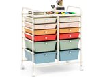 Carrello Costway Con 12 Cassetti Impilabili, Carrello Con Struttura In Metallo E Ripiano, Carrello Da Bagno Carrello Portaoggetti Macaron Colorato