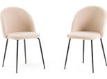 Set Di 2 Sedie Da Pranzo In Tessuto Teddy, Imbottite Con Gambe In Metallo, Sedie Moderne Per Cucina, Sala Da Pranzo, Bar E Ristoranti Sara - Crema / Grigio Scuro