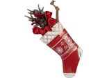Targhetta Natalizia Clayre & Eef Calza Di Natale 25X6X66 Cm Metallo Rosso