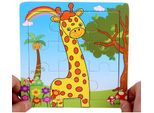 Puzzle In Legno In Cornice Puzzle Educativo Della Giraffa
