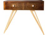 Consolle Mayfair 100X35X80 Cm In Ferro Design Glamour Hollywood Regency Gambe Oro Cassetti Bianco Marmo Italy Senza Scomparti