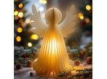 Ed Angelo Di Carta Bianco Caldo Illuminato Con Timer - 28 Cm - Figura Decorativa Angelo Di Natale Pieghevole Con Illuminazione A Batteria