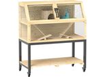 Gabbia Per Criceti Nani Fortuna Lai In Legno, 87 X 43 X 101 Cm Gabbia Per Roditori Con Ripiano, Bottiglia Per L'acqua, Casetta, Altalene, Gabbia Per Piccoli Animali Con Ruote, Rampe, Legno Naturale