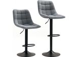Fortuna Lai Set Di 2 Sgabelli Da Bar, Sedia Da Bar Imbottita Con Schienale, Struttura In Acciaio, Effetto Ciniglia, Sedie Da Cucina Regolabili In Altezza Con Poggiapiedi, Sgabello Da Bancone Girevole A 360° Per Cucina, Soggiorno, Grigio Scuro