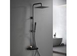 Joho Nero Con Termostatico In Acciaio Inox 304 Colonna Doccia Rubinetto Con Soffione Con Miscelatore, Set Doccia A Pioggia Con Doccetta 20×20Cm
