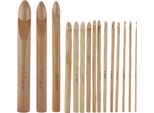 15Pcs Uncinetto Grande Manico Ergonomico Bambù 15 Mm/20 Mm/25 Mm Aghi Extra Spessi Per Mani Artritiche