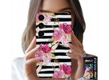 Custodia Per Samsung Galaxy A04S - Floreale Con Motivo A Strisce Bianche E Nere