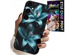 Custodia Per Samsung Galaxy M15 5G - Turchese Gigli Fiori Caso + Vetro