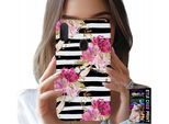 Custodia Per Samsung Galaxy A20E - Motivo Floreale A Strisce Bianche E Nere