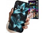 Custodia Per Samsung Galaxy A40 - Custodia Turchese Con Fiori Di Giglio + Vetro