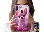 Custodia Per Samsung Galaxy A20E - Simpatico Chihuahua Su Sfondo Rosa Con Fiori