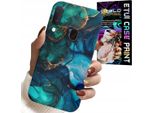 Custodia Per Samsung Galaxy A40 - Design Del Retro In Marmo Blu Verde