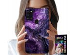 Etui Per Samsung Galaxy A21S - Viola Marmorizzato Alla Moda Femminile + Vetro