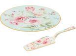 Home Elements Piatto Da Torta Rotondo Con Cucchiaio, Rose