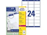 Avery Zweckform L7159-100 Etichette Per Indirizzi, A4 Con Ultragrip, 63,5 X 33,9 Mm, 100 Fogli/2.400 Etichette, Bianco
