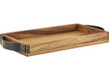 Genware Tablett Akazie, Mit Metallgriffen, HöHe: 35 Mm, LäNge: 325 Mm