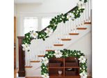 Jopassy Ghirlanda Di Natale Con 2,7 M Di Ghirlanda Di Abete Artificiale Fiori D'argento E 50 Led Bianchi Caldi In 2 Modalità Ghirlanda Natalizia Con Illuminazione E Decorazione