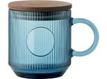 Midocean - Tazza Da Caffè "Vitrio"", A Coste, In Vetro, 300Ml MO1878 (Taglia Unica) (Blu Trasparente)"