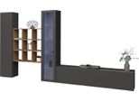 Dmora Parete Attrezzata Intelvi 30X310X180H Cm Nero Antracite, Modulabile 4 Ante Italy