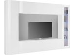 Dmora Parete Attrezzata Alatri 30X260X180H Cm Bianco Bianco Lucido, Modulabile Apertura Battente E A Ribalta Italy