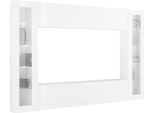 Dmora Parete Attrezzata Bellizzi 30X260X180H Cm Bianco Bianco Lucido, Modulabile Apertura Battente E A Ribalta Italy
