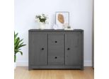 Vidaxl Credenza Grigia 100X35X74 Cm In Legno Di Pino Massiccio