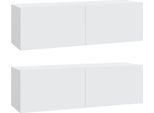 Pensili Tv 2 Pz. Bianco 100X30X30 Cm Materiale A Base Di Legno