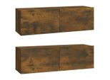Pensili Tv 2 Pz. Rovere Fumé 100X30X30 Cm Materiale A Base Di Legno