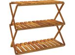 Scaffale Pieghevole A 3 Ripiani Marrone 70X31X63 Cm In Legno Massiccio Di Acacia