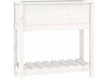 Vidaxl Fioriera Con Ripiano Bianco 82,5X34,5X81 Cm In Legno Di Pino Massiccio